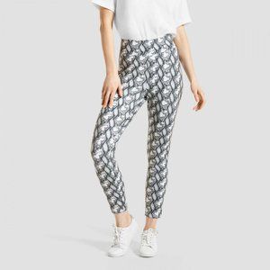 NWT HUE Snake Print Classic Knit Denim Jean Skimmer Leggings XXL Faded Gray